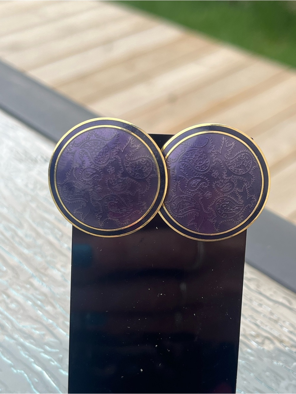 Vintage Nuri Purple With Filigree Earrings Signed